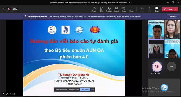 TS. Mộng Hà báo cáo "Áp dụng nguyên tắc PDCA trong viết báo cáo TĐG CTĐT theo AUN-QA 4.0"